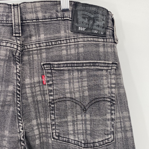 Levi’s Men Plaid Print Gray Slim Tapered Denim Jeans 32 x 34 - Picture 8 of 11